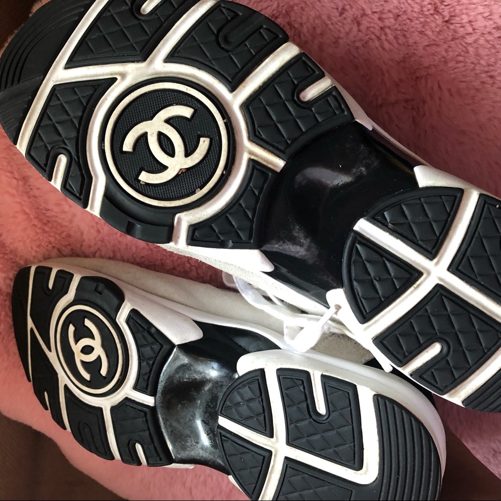 White black grey pink chanel sneakers